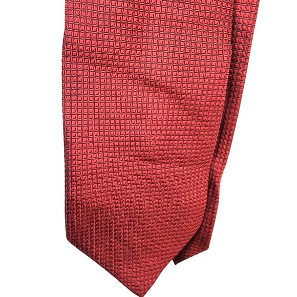 Bocara Vintage Silk Neck Tie Men Accessories Red Black Check Textured Formal - Picture 13 of 14
